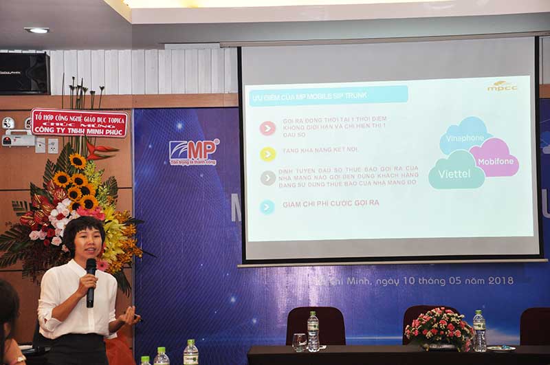 Bà Đoàn Thu Trang – Giám đốc Kinh doanh Công ty Minh Phúc chia sẻ về giải pháp MP Mobile Sip Trunk