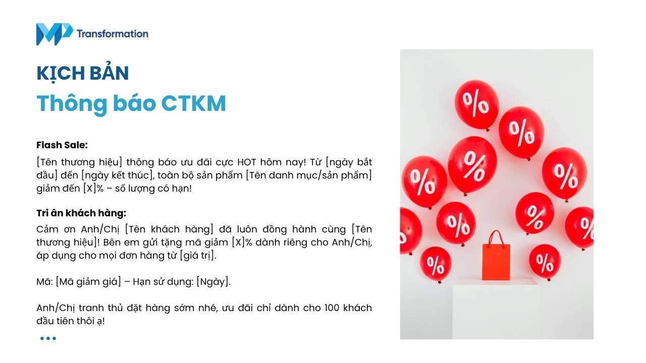 Kịch bản thông báo về chương trình khuyến mại Kịch bản thông báo về chương trình khuyến mại