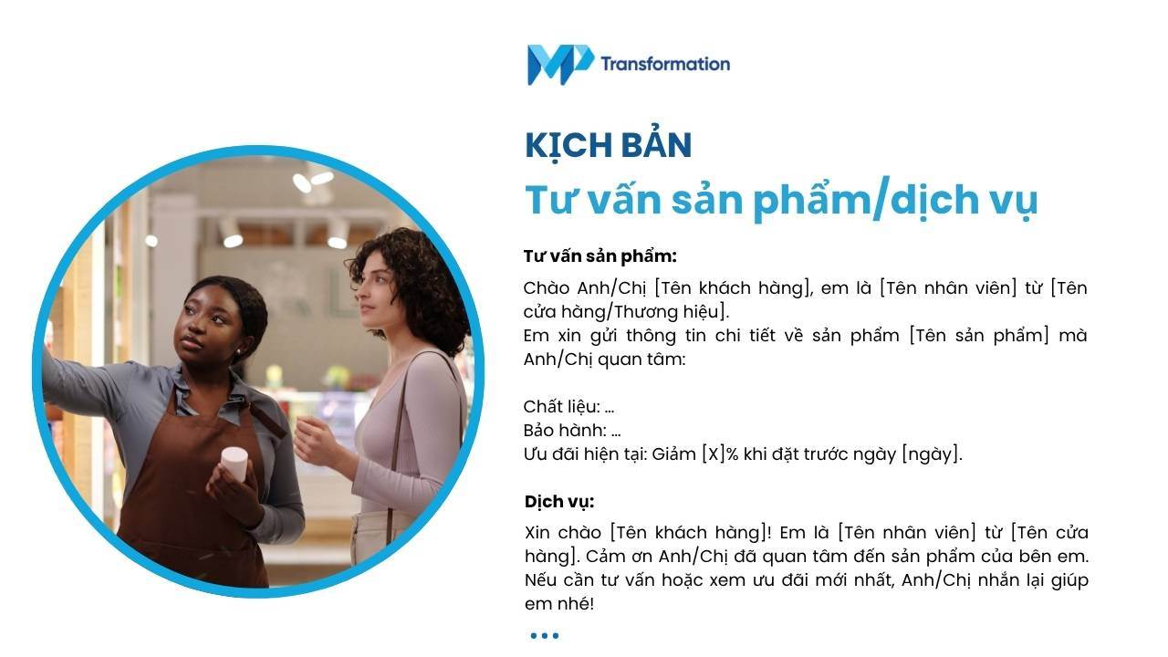 Kịch bản tư vấn sản phẩm/dịch vụ Kịch bản tư vấn sản phẩm/dịch vụ