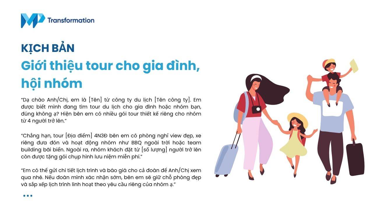 Mẫu kịch bản sale tour dành cho gia đình, nhóm bạn