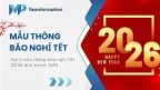 Mẫu thông báo nghỉ Tết cho khách hàng, đối tác, nhân viên công ty 2026
