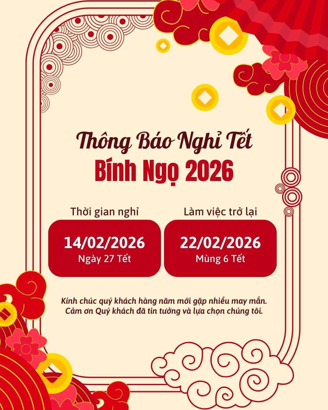 Mẫu thông báo nghỉ Tết dành cho Instagram