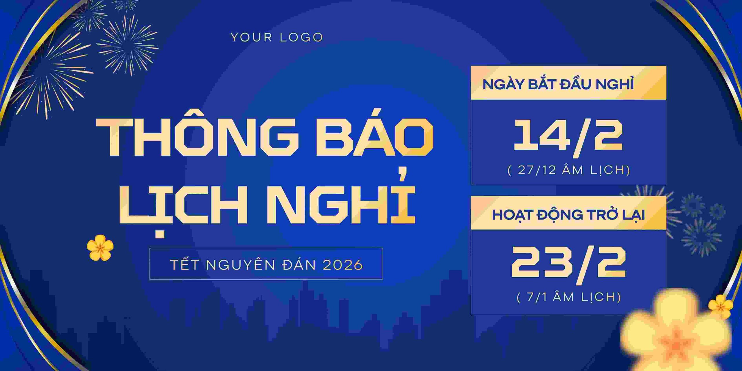Mẫu thông báo nghỉ tết dành cho website