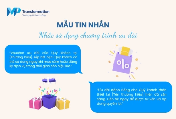 Mẫu tin nhắn nhắc chương trình ưu đãi