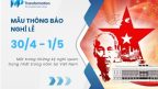 Tổng hợp mẫu thông báo nghỉ lễ 30/4, 1/5 năm 2026