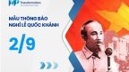 Mẫu thông báo nghỉ lễ Quốc Khánh 2/9 năm 2026 mới nhất
