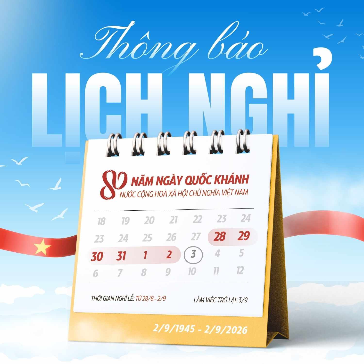 Một số mẫu Banner/Poster thông báo nghỉ lễ 2/9 Một số mẫu Banner/Poster thông báo nghỉ lễ 2/9